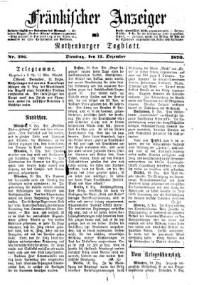 Fränkischer Anzeiger Dienstag 13. Dezember 1870