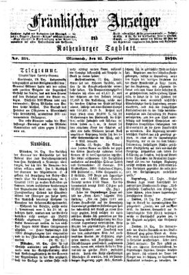 Fränkischer Anzeiger Mittwoch 21. Dezember 1870