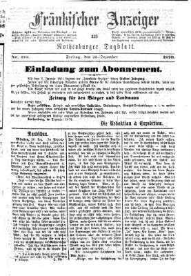 Fränkischer Anzeiger Freitag 23. Dezember 1870