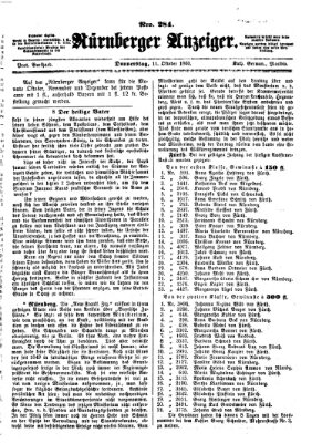 Nürnberger Anzeiger Donnerstag 11. Oktober 1860