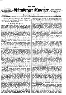 Nürnberger Anzeiger Donnerstag 18. Oktober 1860