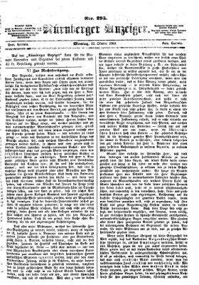 Nürnberger Anzeiger Montag 22. Oktober 1860