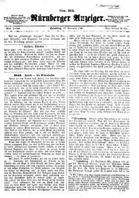 Nürnberger Anzeiger Samstag 10. November 1860