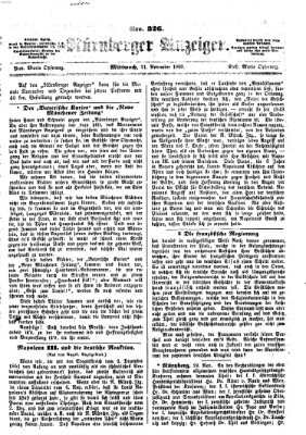 Nürnberger Anzeiger Mittwoch 21. November 1860