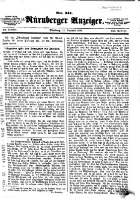 Nürnberger Anzeiger Dienstag 11. Dezember 1860