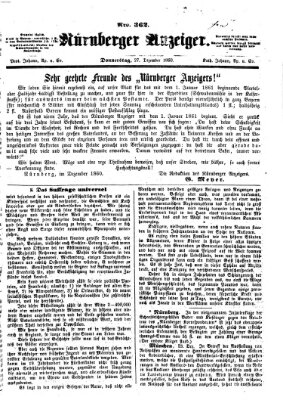 Nürnberger Anzeiger Donnerstag 27. Dezember 1860