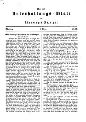 Nürnberger Anzeiger Sonntag 7. Oktober 1860