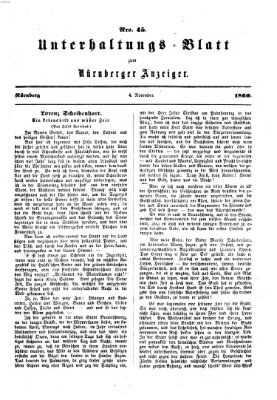 Nürnberger Anzeiger Sonntag 4. November 1860