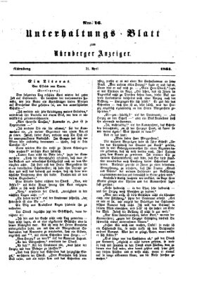 Nürnberger Anzeiger Sonntag 21. April 1861