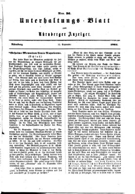 Nürnberger Anzeiger Sonntag 15. September 1861