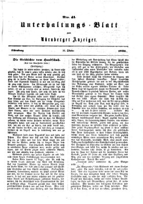 Nürnberger Anzeiger Sonntag 20. Oktober 1861