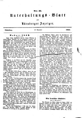 Nürnberger Anzeiger Sonntag 17. November 1861