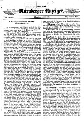 Nürnberger Anzeiger Montag 1. Juli 1861