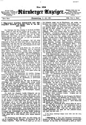 Nürnberger Anzeiger Donnerstag 11. Juli 1861