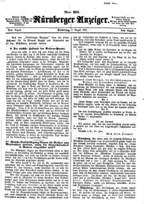 Nürnberger Anzeiger Samstag 3. August 1861