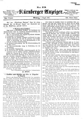 Nürnberger Anzeiger Montag 5. August 1861