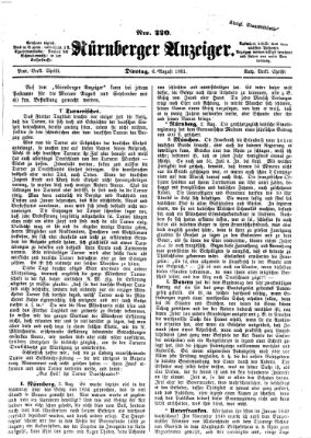 Nürnberger Anzeiger Dienstag 6. August 1861