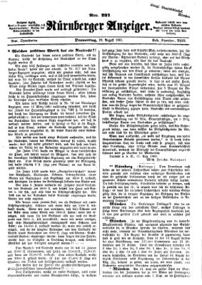 Nürnberger Anzeiger Donnerstag 22. August 1861