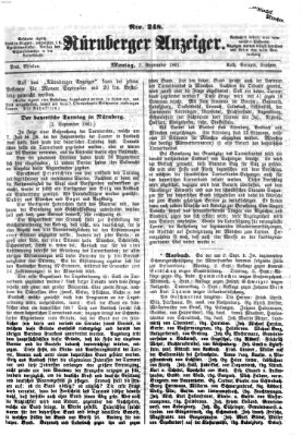 Nürnberger Anzeiger Montag 2. September 1861