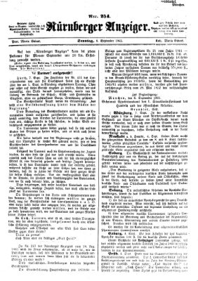 Nürnberger Anzeiger Sonntag 8. September 1861