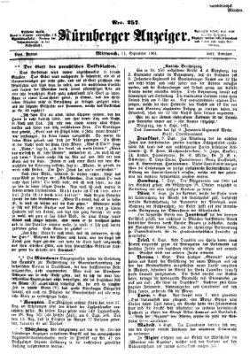 Nürnberger Anzeiger Mittwoch 11. September 1861