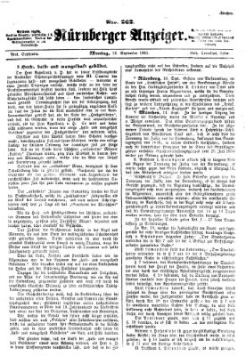 Nürnberger Anzeiger Montag 16. September 1861