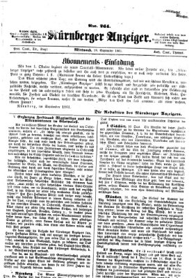 Nürnberger Anzeiger Mittwoch 18. September 1861