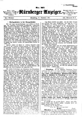 Nürnberger Anzeiger Samstag 21. September 1861