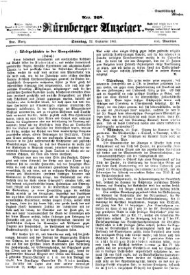 Nürnberger Anzeiger Sonntag 22. September 1861