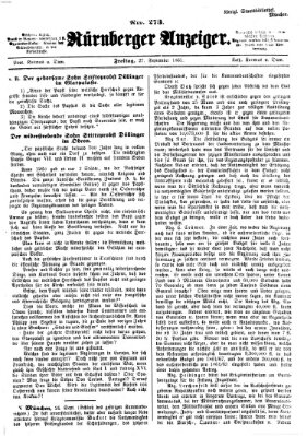 Nürnberger Anzeiger Freitag 27. September 1861