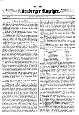 Nürnberger Anzeiger Sonntag 29. September 1861