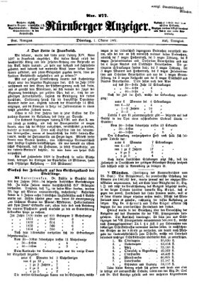 Nürnberger Anzeiger Dienstag 1. Oktober 1861