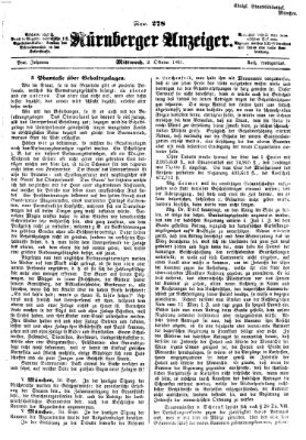 Nürnberger Anzeiger Mittwoch 2. Oktober 1861