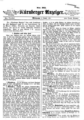 Nürnberger Anzeiger Mittwoch 9. Oktober 1861