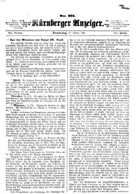 Nürnberger Anzeiger Donnerstag 17. Oktober 1861