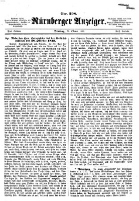 Nürnberger Anzeiger Dienstag 22. Oktober 1861