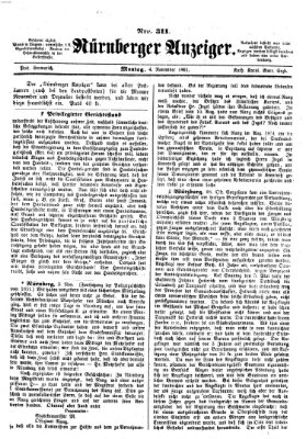 Nürnberger Anzeiger Montag 4. November 1861