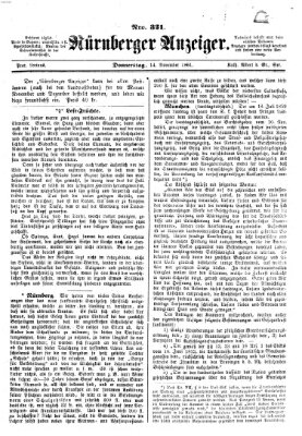 Nürnberger Anzeiger Donnerstag 14. November 1861