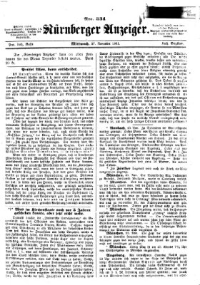 Nürnberger Anzeiger Mittwoch 27. November 1861