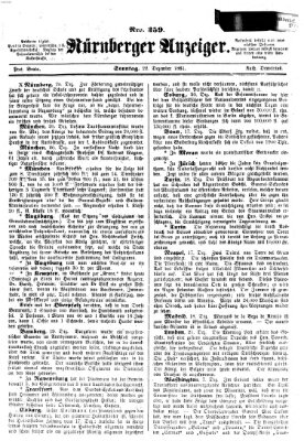 Nürnberger Anzeiger Sonntag 22. Dezember 1861