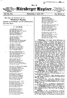 Nürnberger Anzeiger Donnerstag 2. Januar 1862