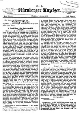 Nürnberger Anzeiger Dienstag 7. Januar 1862