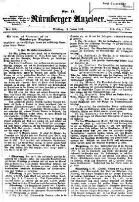 Nürnberger Anzeiger Dienstag 14. Januar 1862