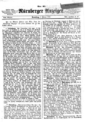 Nürnberger Anzeiger Samstag 1. Februar 1862