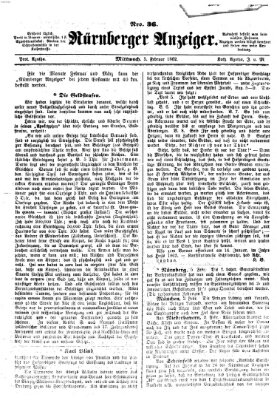 Nürnberger Anzeiger Mittwoch 5. Februar 1862