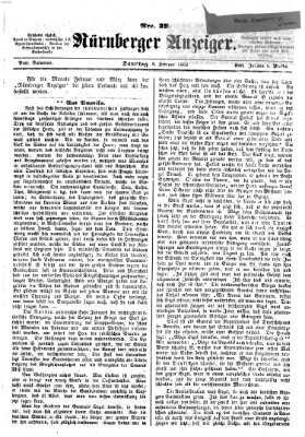 Nürnberger Anzeiger Samstag 8. Februar 1862