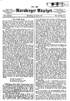 Nürnberger Anzeiger Samstag 15. Februar 1862