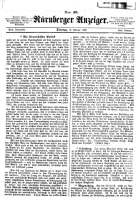 Nürnberger Anzeiger Dienstag 18. Februar 1862