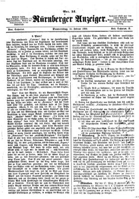 Nürnberger Anzeiger Donnerstag 20. Februar 1862