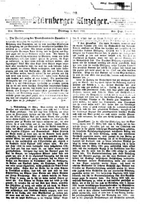 Nürnberger Anzeiger Dienstag 1. April 1862